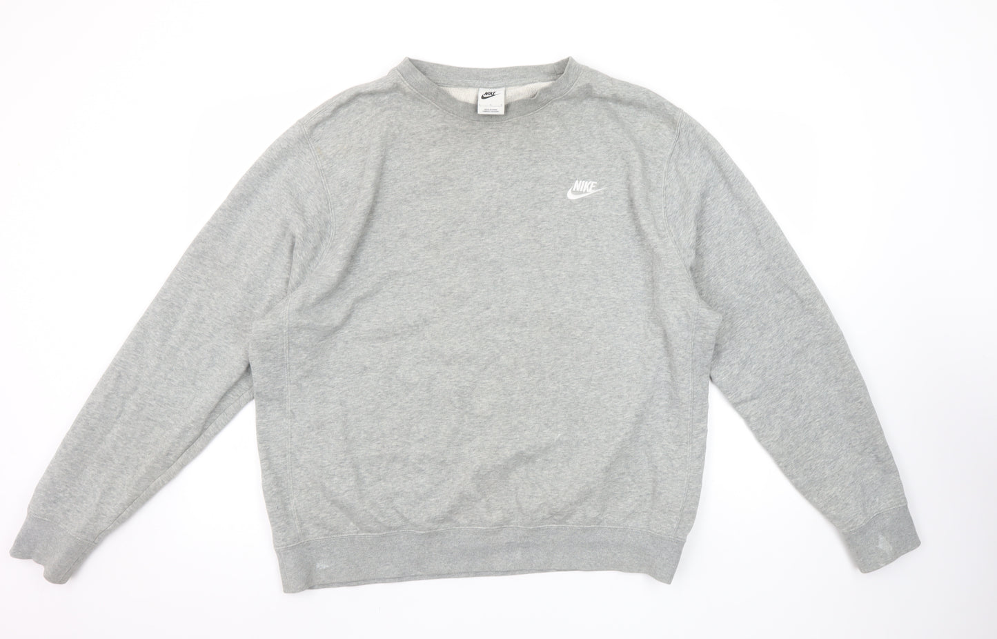 Nike Men's Grey Pullover Sweatshirt L Crew Neck Classic Fit