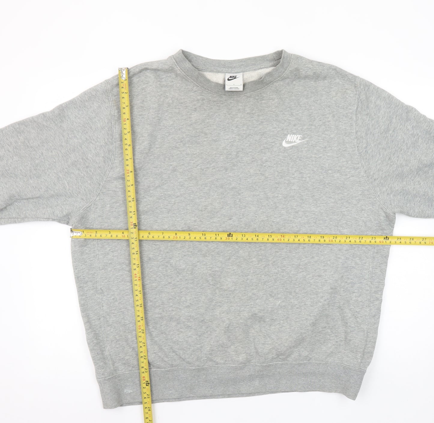 Nike Men's Grey Pullover Sweatshirt L Crew Neck Classic Fit