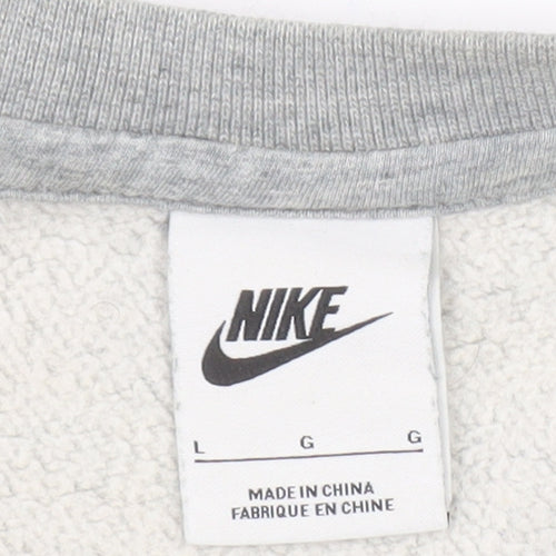 Nike Men's Grey Pullover Sweatshirt L Crew Neck Classic Fit