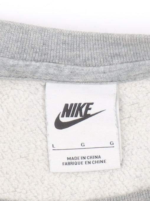 Nike Men's Grey Pullover Sweatshirt L Crew Neck Classic Fit