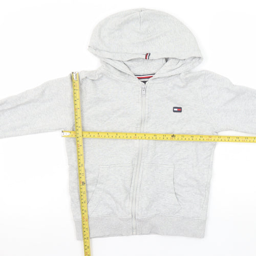 Tommy Hilfiger Boys Grey Full Zip Hoodie Size 140 Cotton Blend Casual