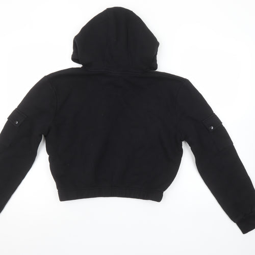 Ellesse Womens Black UK 10 Cropped Pullover Hoodie with Pockets