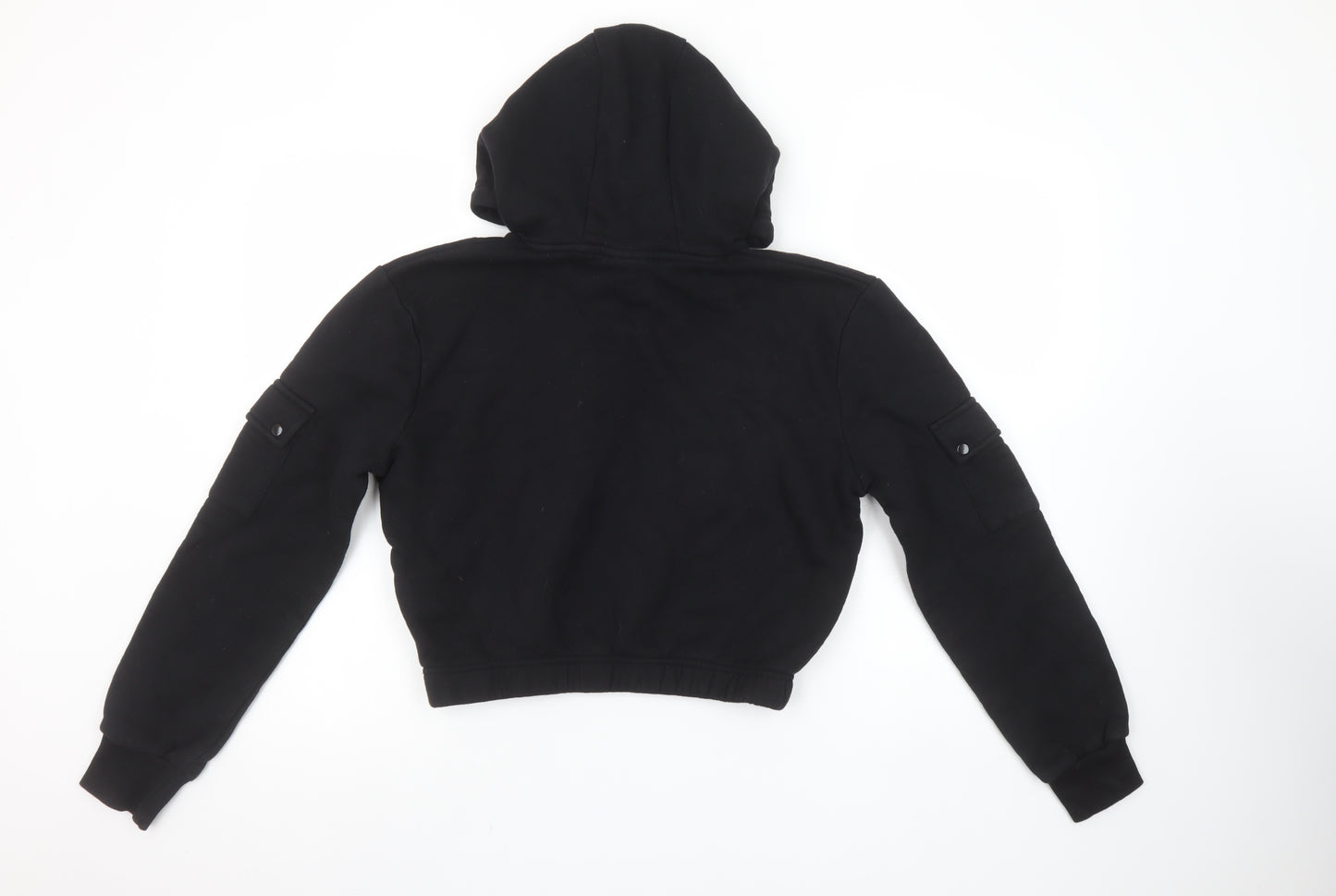 Ellesse Womens Black UK 10 Cropped Pullover Hoodie with Pockets