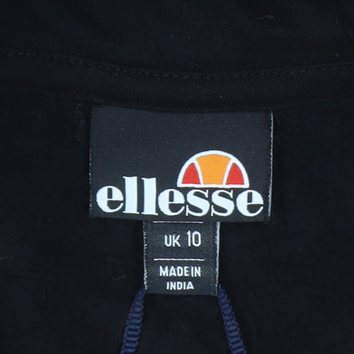 Ellesse Womens Black UK 10 Cropped Pullover Hoodie with Pockets