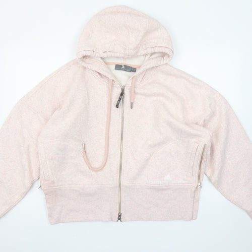 Adidas Stella McCartney Women Pink Full Zip Hoodie Size L Organic Cotton Blend