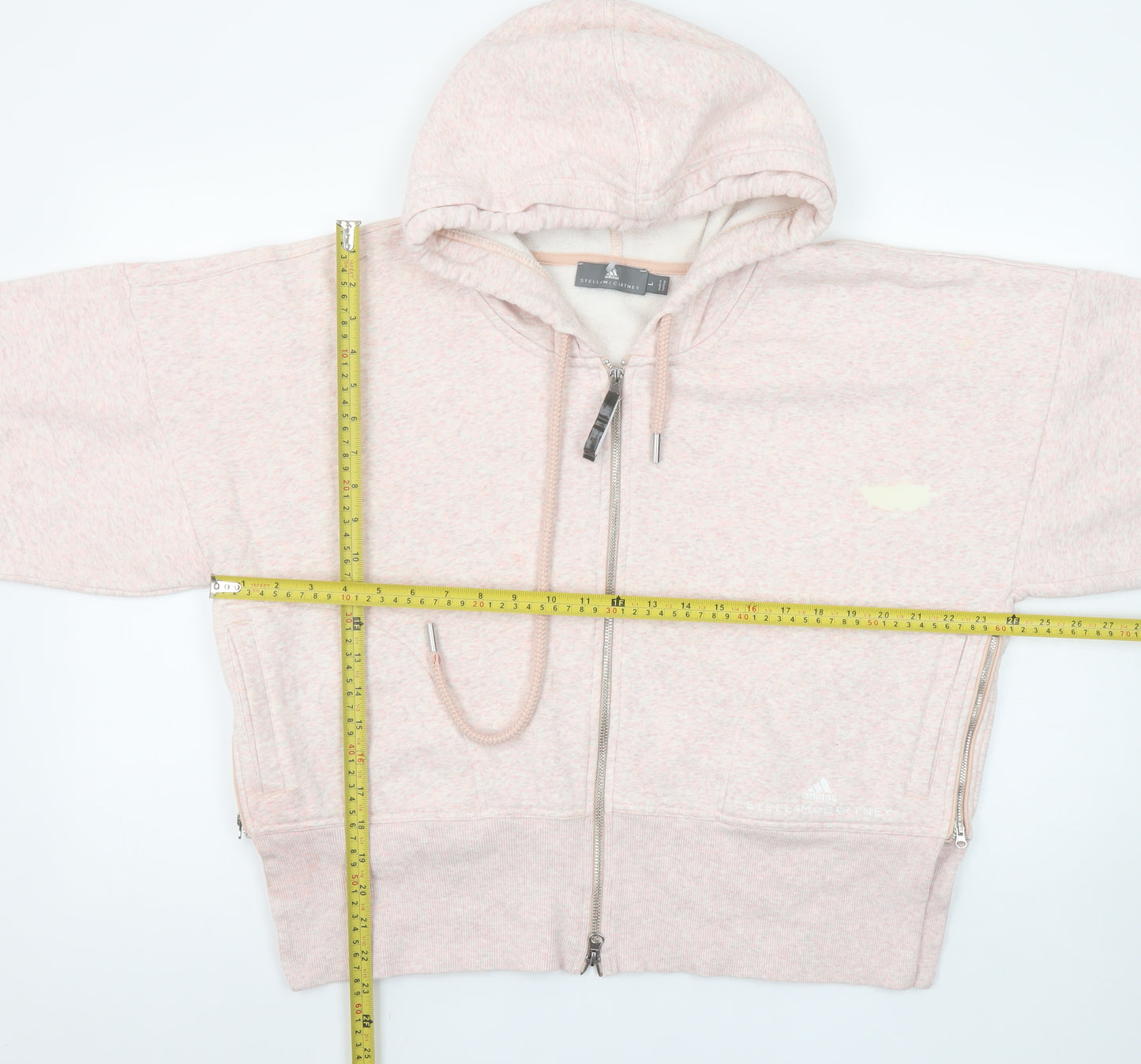 Adidas Stella McCartney Women Pink Full Zip Hoodie Size L Organic Cotton Blend