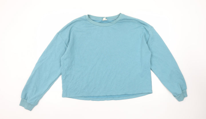 River Island Women Blue Crew Neck Pullover Sweatshirt M