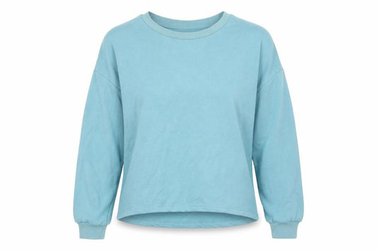 Front view of River Island Women Blue Crew Neck Pullover Sweatshirt M