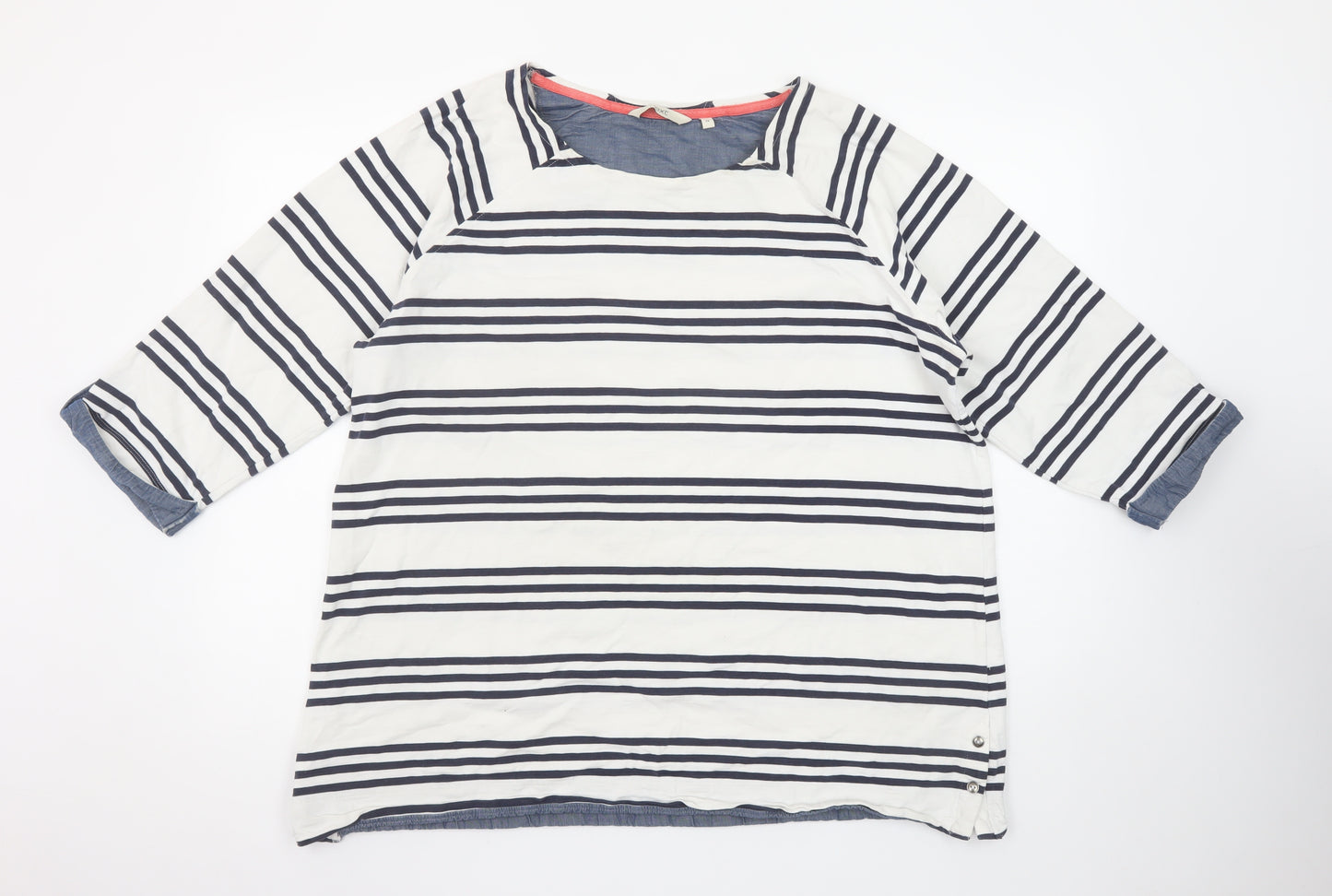 Next Women’s White Navy Striped 3/4 Sleeve Cotton Jersey Top Size 22