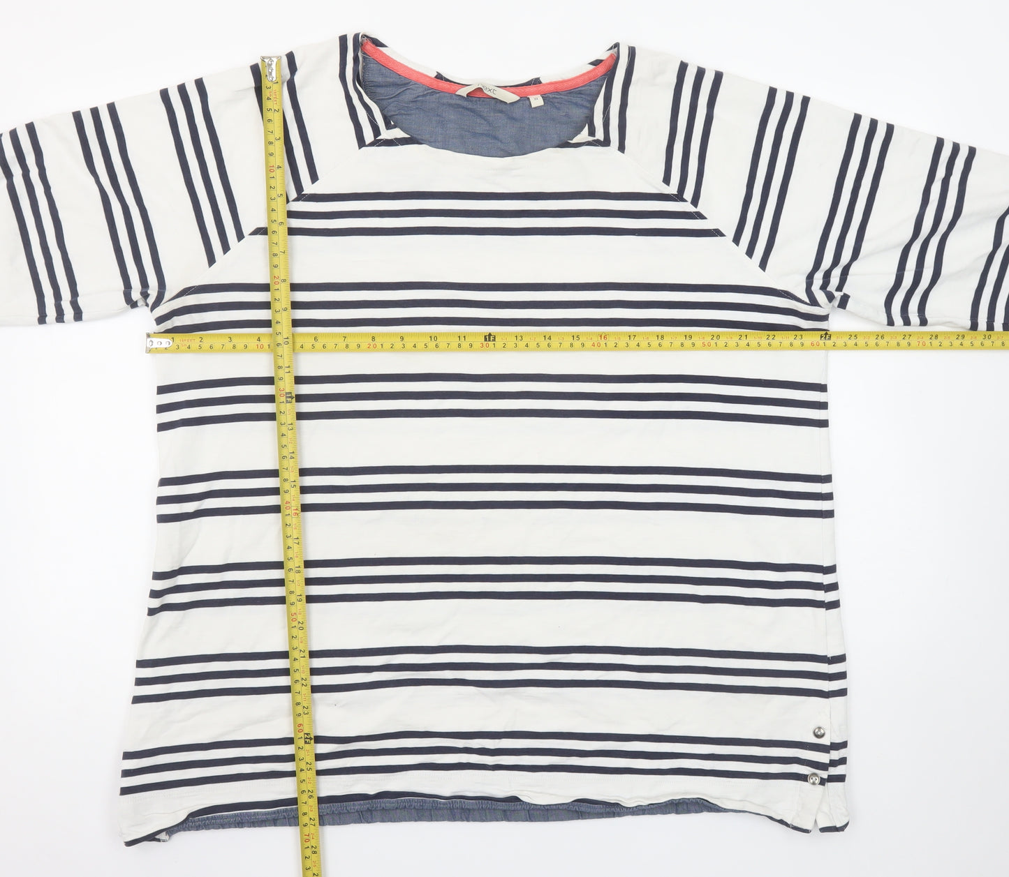 Next Women’s White Navy Striped 3/4 Sleeve Cotton Jersey Top Size 22