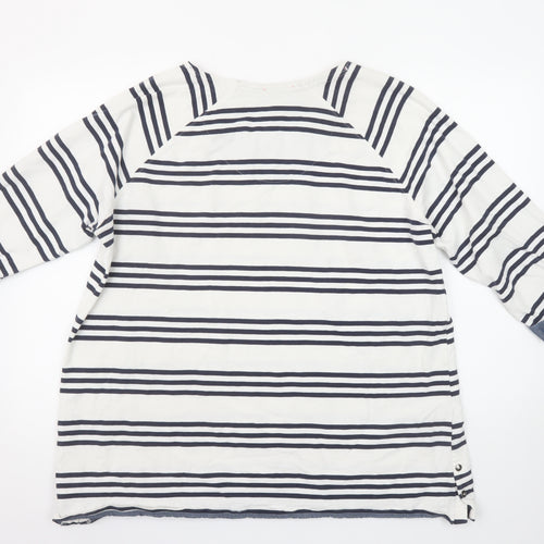 Next Women’s White Navy Striped 3/4 Sleeve Cotton Jersey Top Size 22