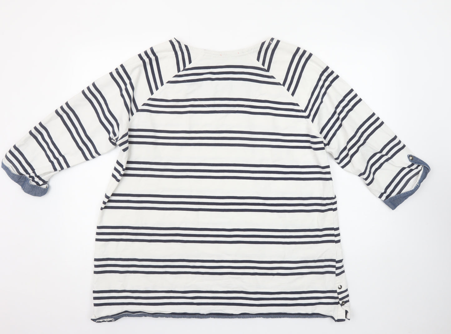 Next Women’s White Navy Striped 3/4 Sleeve Cotton Jersey Top Size 22