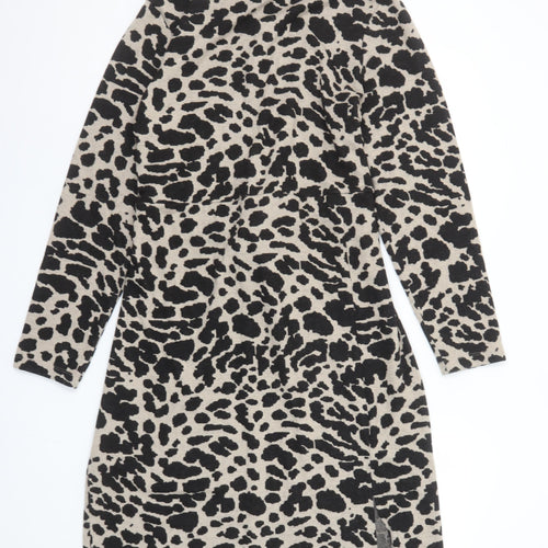 Marks and Spencer Women Beige Animal Print Bodycon Dress Size 16