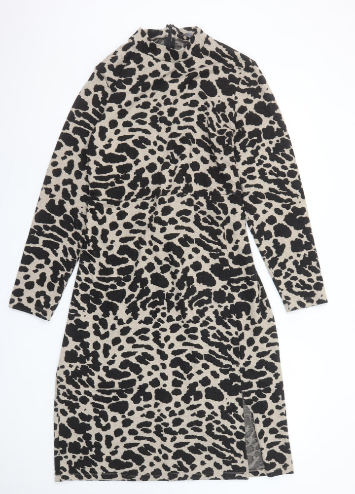Marks and Spencer Women Beige Animal Print Bodycon Dress Size 16