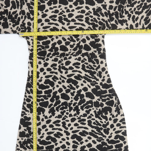 Marks and Spencer Women Beige Animal Print Bodycon Dress Size 16
