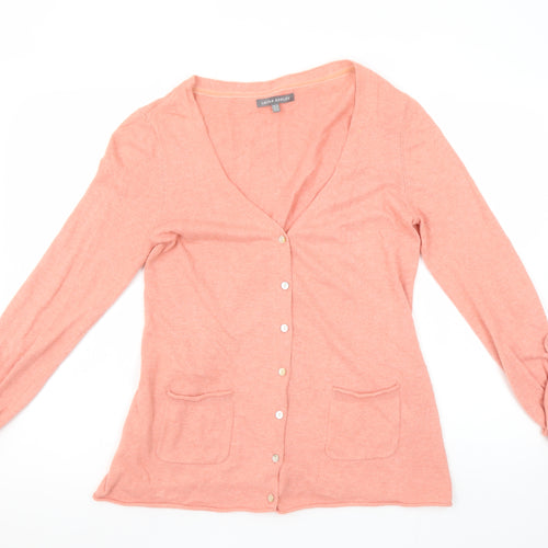 Laura Ashley Womens Pink Cardigan UK 12 V-Neck Long Sleeve Knit