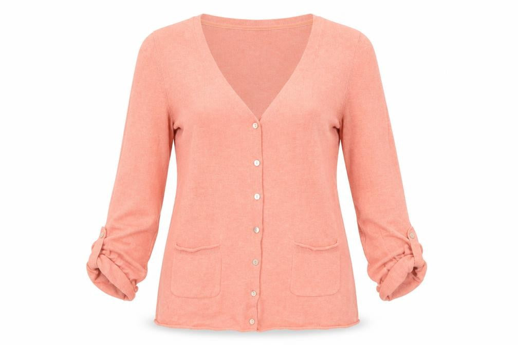 Laura Ashley Womens Pink Cardigan UK 12 V-Neck Long Sleeve Knit