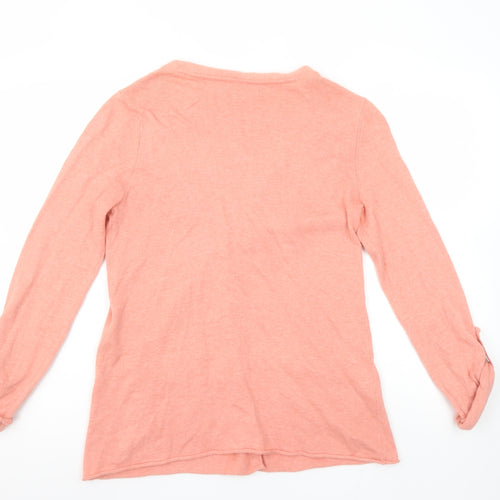 Laura Ashley Womens Pink Cardigan UK 12 V-Neck Long Sleeve Knit