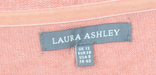 Laura Ashley Womens Pink Cardigan UK 12 V-Neck Long Sleeve Knit