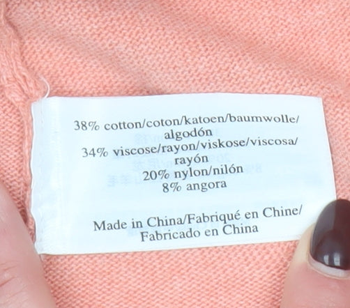 Laura Ashley Womens Pink Cardigan UK 12 V-Neck Long Sleeve Knit