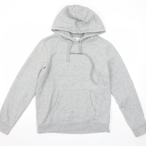 Champion Womens Grey Pullover Hoodie Size M Hooded Logo Sweatshirt