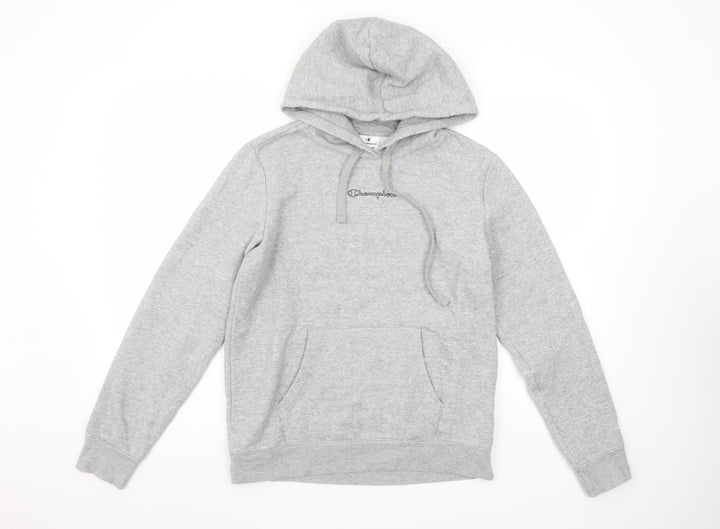 Champion Womens Grey Pullover Hoodie Size M Hooded Logo Sweatshirt