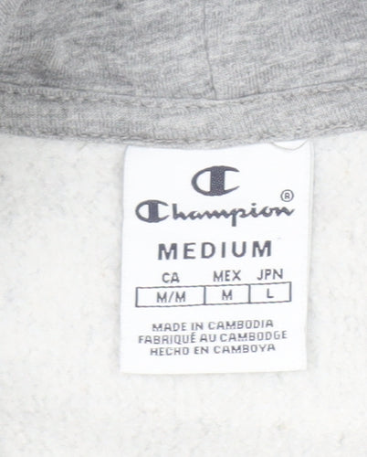 Champion Womens Grey Pullover Hoodie Size M Hooded Logo Sweatshirt