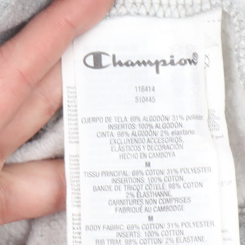 Champion Womens Grey Pullover Hoodie Size M Hooded Logo Sweatshirt