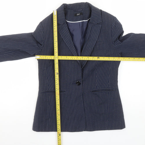 F&F Women’s Navy Pinstripe Single-Breasted Blazer UK 10 Classic Fit