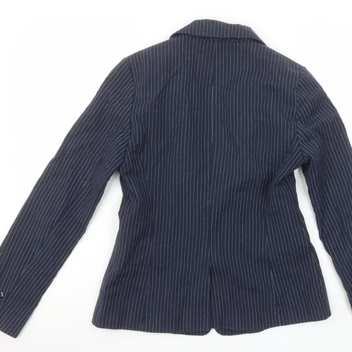 F&F Women’s Navy Pinstripe Single-Breasted Blazer UK 10 Classic Fit
