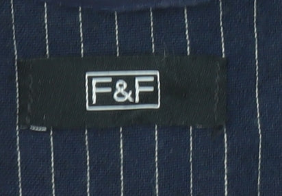 F&F Women’s Navy Pinstripe Single-Breasted Blazer UK 10 Classic Fit