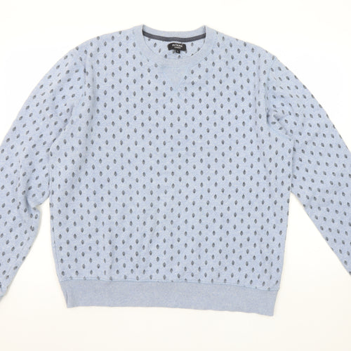 Outrage London Men's Blue Geometric Pullover Sweatshirt L