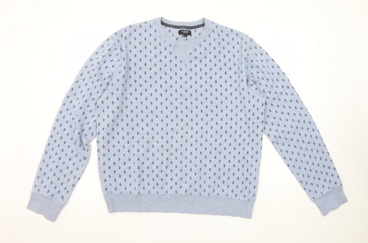 Outrage London Men's Blue Geometric Pullover Sweatshirt L