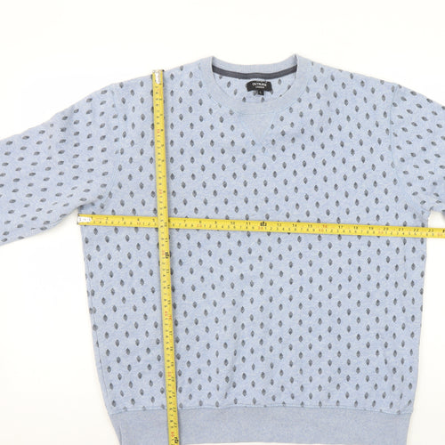 Outrage London Men's Blue Geometric Pullover Sweatshirt L
