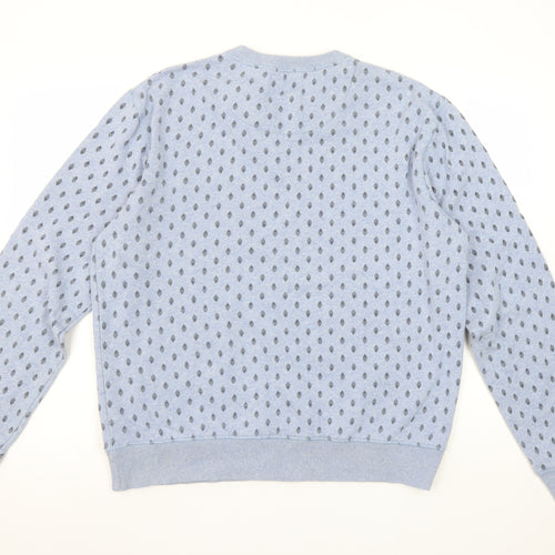 Outrage London Men's Blue Geometric Pullover Sweatshirt L