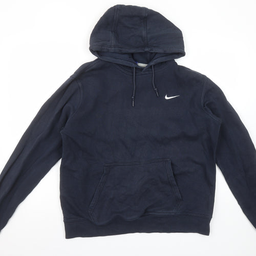 Nike Men’s Blue Pullover Hoodie L Logo Cotton Blend Sweatshirt