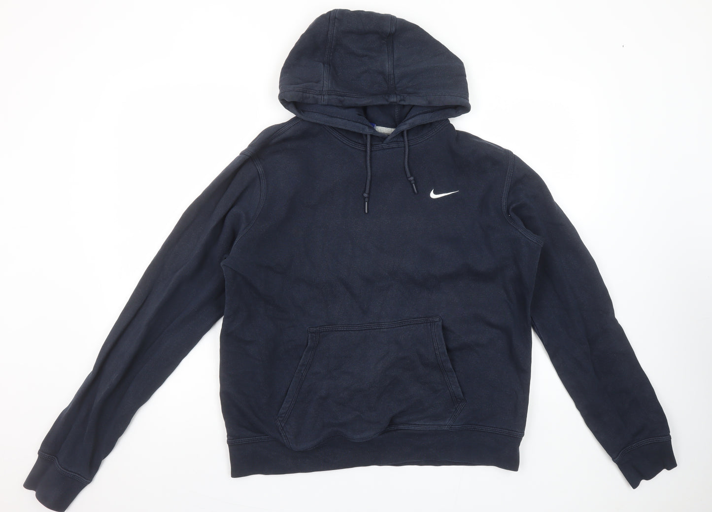 Nike Men’s Blue Pullover Hoodie L Logo Cotton Blend Sweatshirt