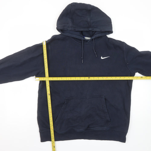 Nike Men’s Blue Pullover Hoodie L Logo Cotton Blend Sweatshirt