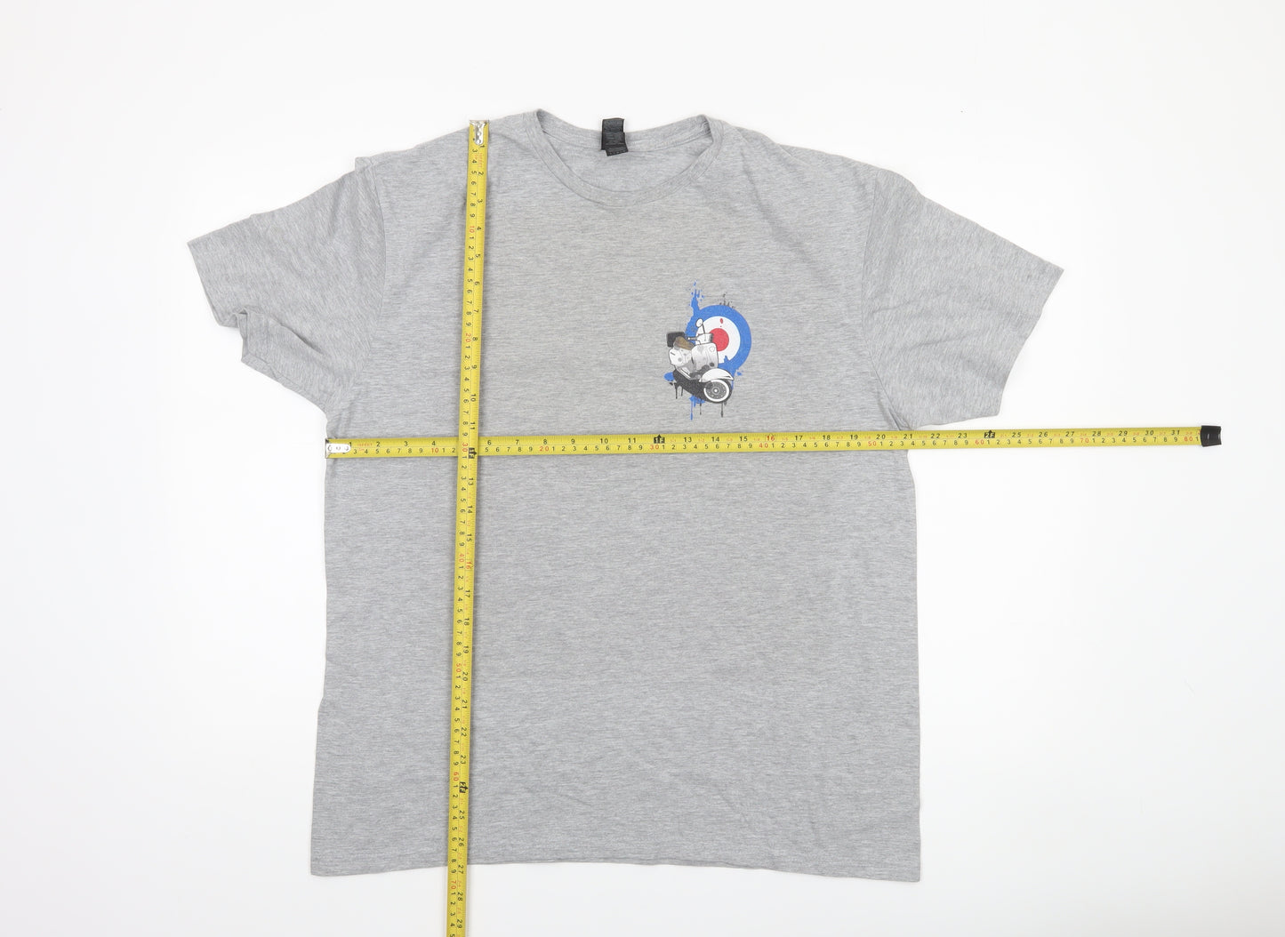 Gildan Men's Grey Graphic Motorcycle Retro Crew Neck T-Shirt Size L