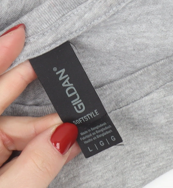 Gildan Men's Grey Graphic Motorcycle Retro Crew Neck T-Shirt Size L