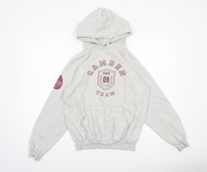 Fruit of the Loom Mens Grey S Pullover Hoodie Camden Team Graphic