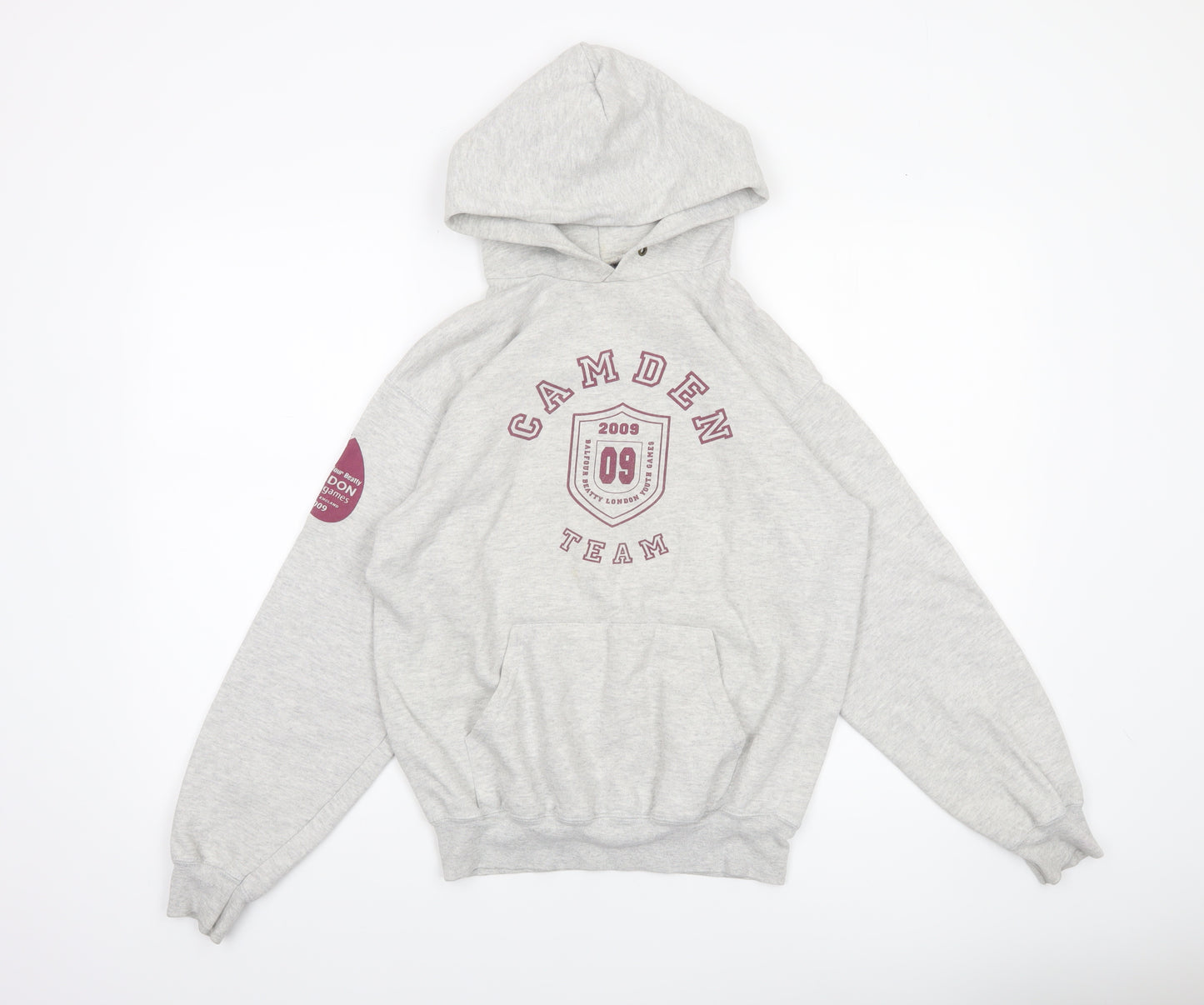 Fruit of the Loom Mens Grey S Pullover Hoodie Camden Team Graphic