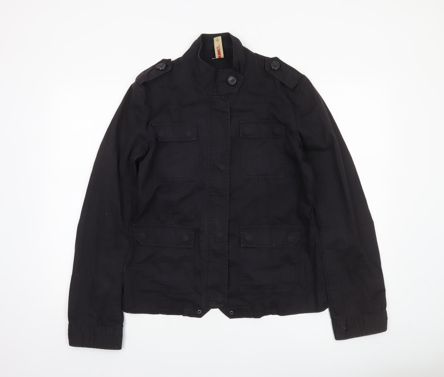 Denim Co Women’s Black Military Jacket Size 12 Cotton Casual