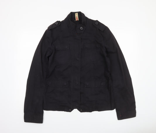 Denim Co Women’s Black Military Jacket Size 12 Cotton Casual