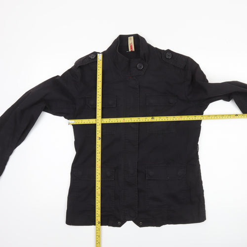 Denim Co Women’s Black Military Jacket Size 12 Cotton Casual