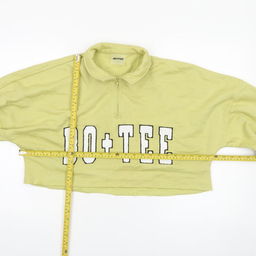 Bo+Tee Women’s Green Cropped 1/4 Zip Pullover Sweatshirt Size L
