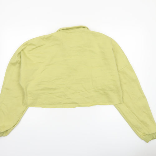 Bo+Tee Women’s Green Cropped 1/4 Zip Pullover Sweatshirt Size L