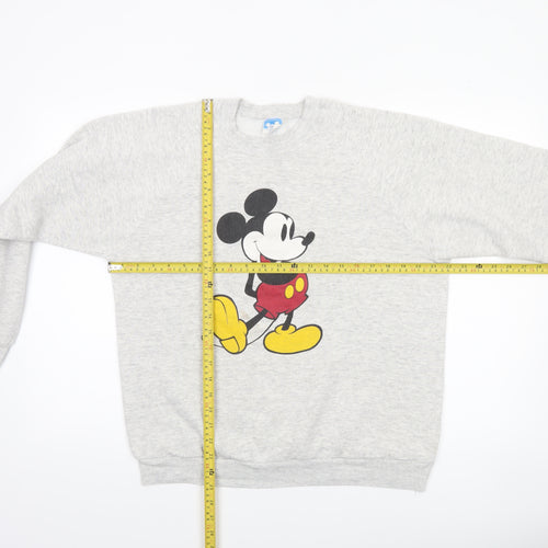 Disney Women Grey Mickey Mouse Pullover Sweatshirt XL Vintage Style