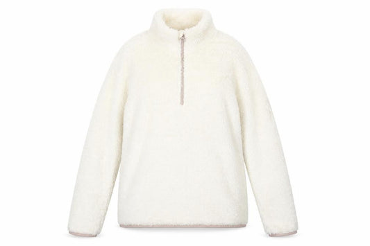 Front view of Dunnes Women’s Ivory 1/4 Zip Fleece Pullover Sweatshirt M