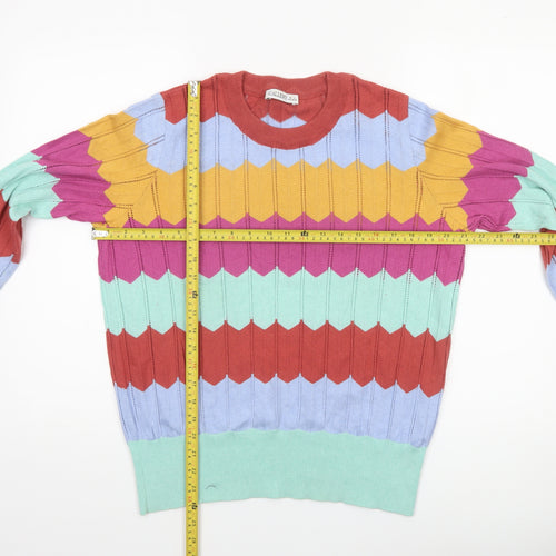 Gallery Women’s Multicoloured Crew Neck Cotton Blend Jumper Size M